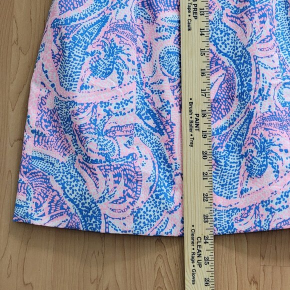 Lilly Pulitzer Coastal Blue Pink Mini Dress Spaghetti Straps Open Tie Back - 00 - Picture 12 of 16